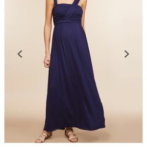 Long Blue Maternity Dress